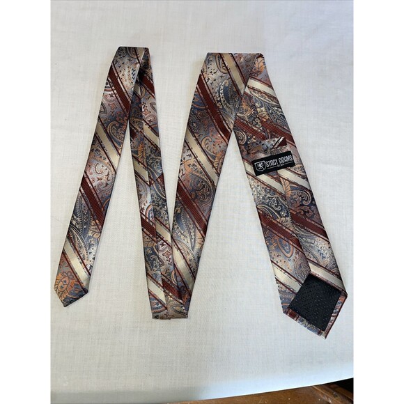 Stacy Adams Dress Tie Men’s Size 57” Brown Paisley 100% Microfiber Designer - Picture 8 of 12